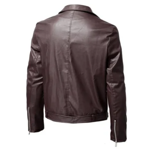 Men’s Cafe Racer Sheepskin Brown Leather Jacket
