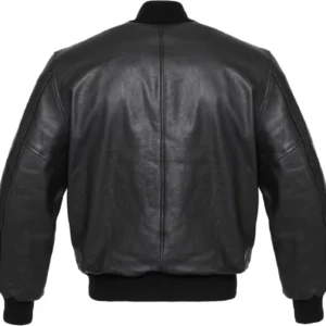 Men’s Black Zipper Bomber Leather Jacket