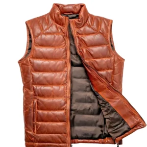 Men Lambskin Puffer Quilted Leather Vest