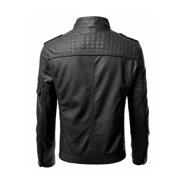 Men's Biker Lambskin Leather Jacket - Image 2