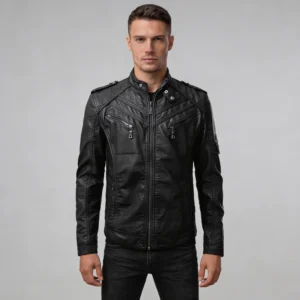 Men’s Biker Sheepskin Leather Jacket