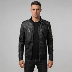 Men’s Biker Sheepskin Leather Jacket