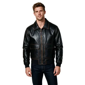 Men’s Black A2 Aviator Retro Leather Jacket