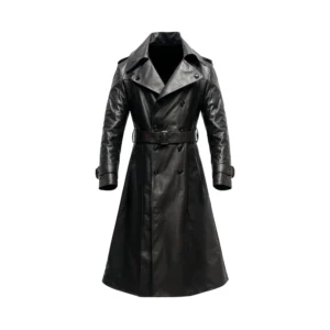 Men’s Black Long Lambskin Leather Trench Coat