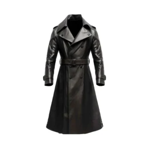 Men’s Black Long Lambskin Leather Trench Coat