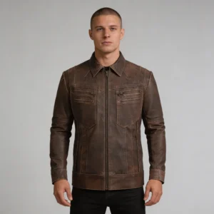 Men’s Brown Lambskin Biker Leather Jacket