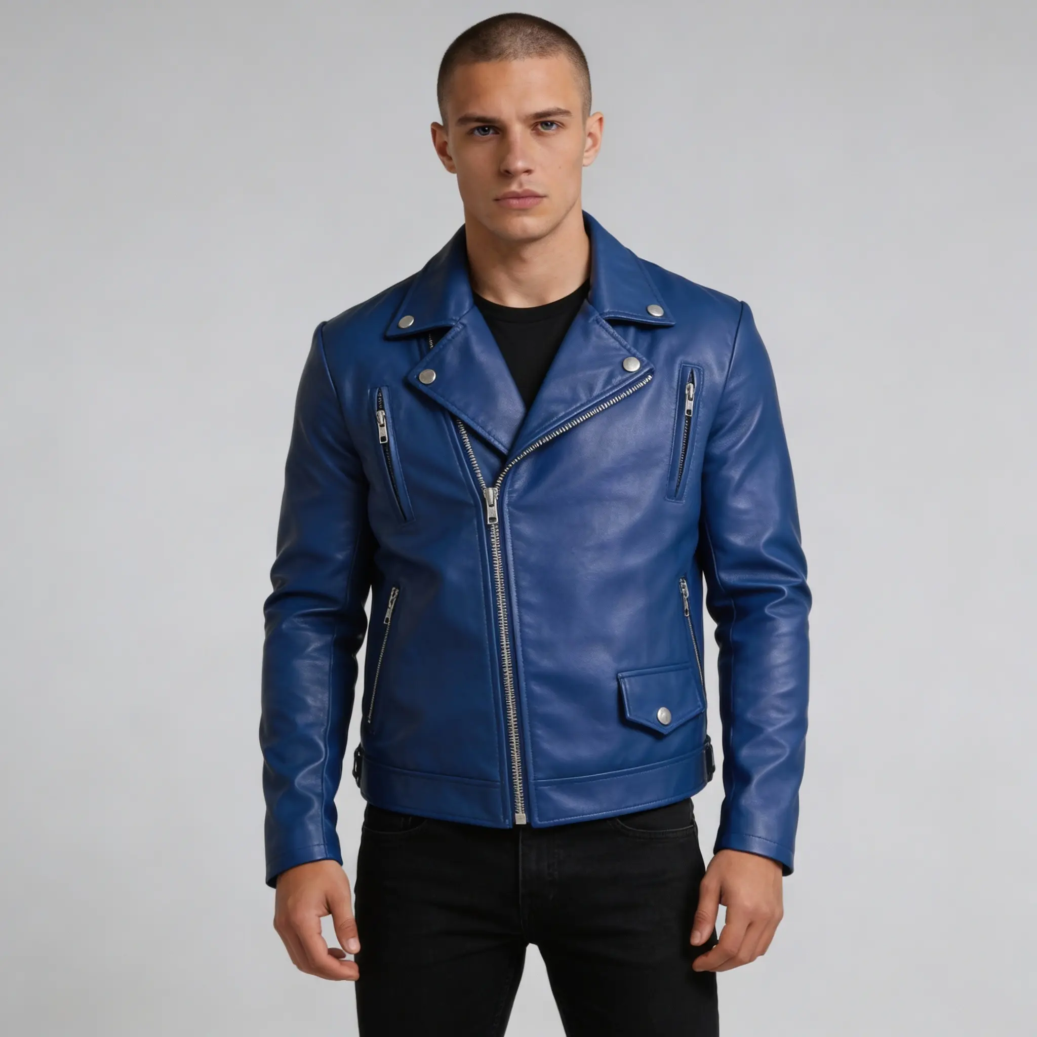 men-cafe-racer-sheepskin-blue-leather-jacket-closed-front