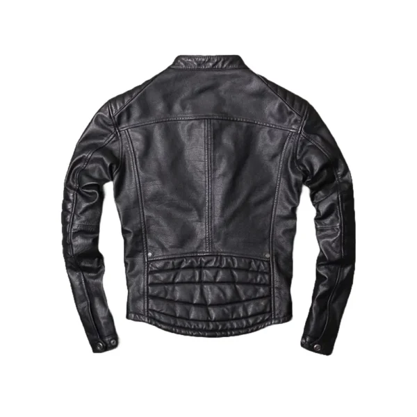 Men's Cafe Racer Sheepskin Leather Jacket - Image 2