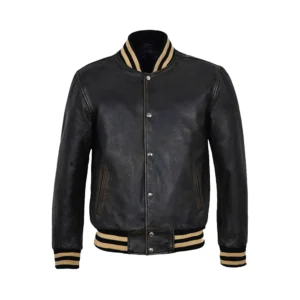 Men’s Distressed Varsity Leather Jacket