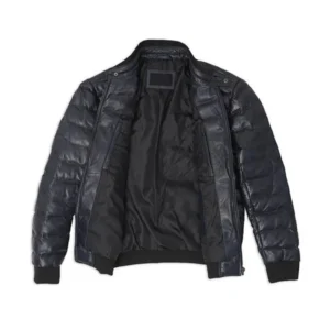 Men’s lambskin Black Puffer Bomber Leather Jacket