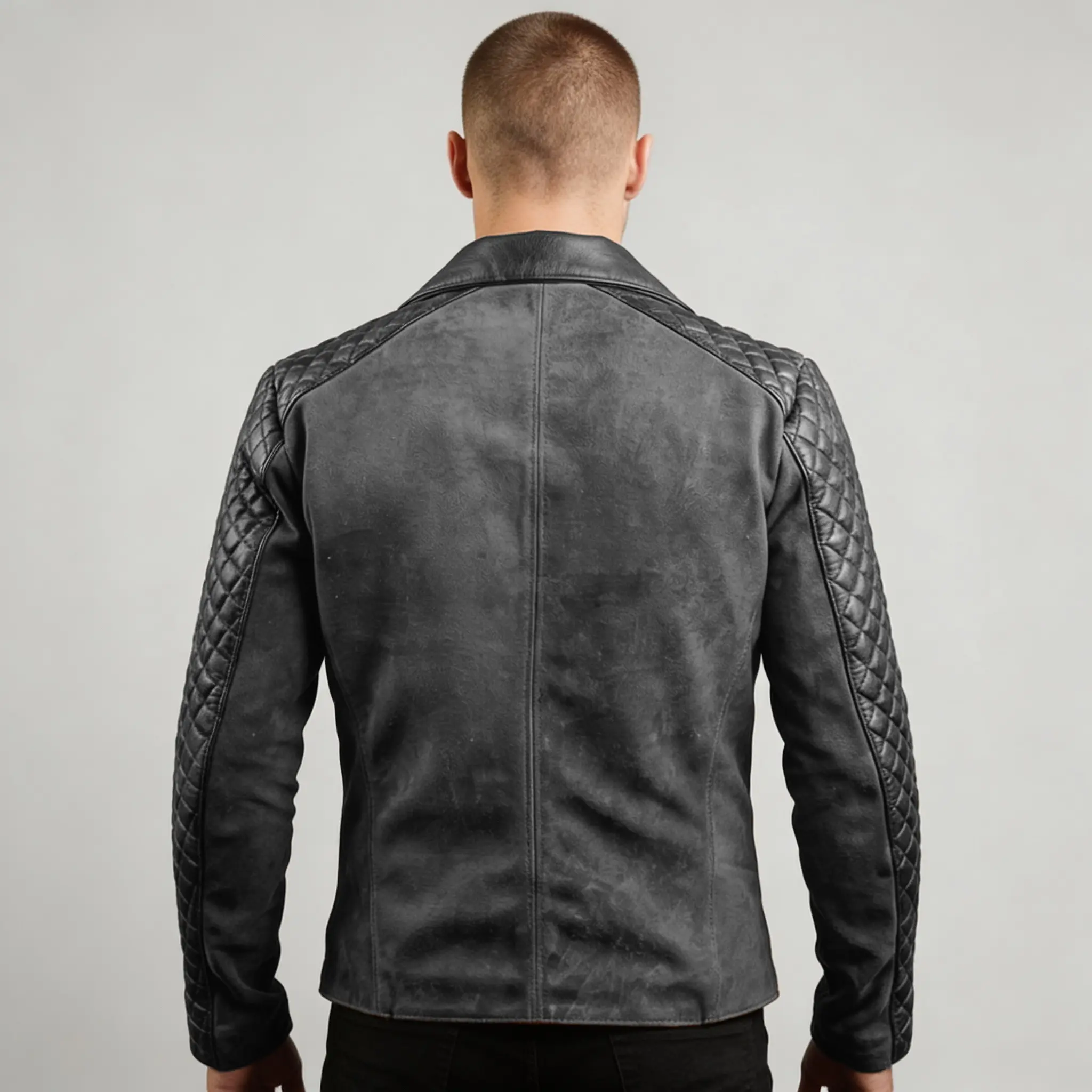 Men's Stylish Cafe Racer Black Leather Jacket - Image 4