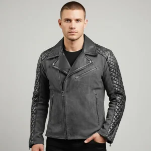 Men’s Stylish Cafe Racer Black Leather Jacket