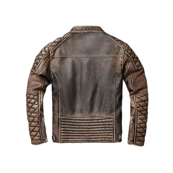 Men's Vintage Cafe Racer Leather Jacket - Image 2