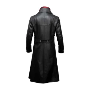 Men’s Genuine Goatskin Black Leather Trench Coat