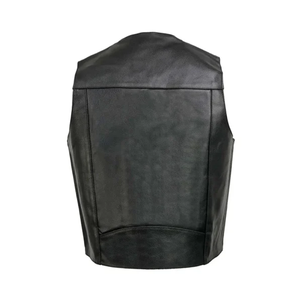 Men's Black Motorcycle Leather Vest - Image 2