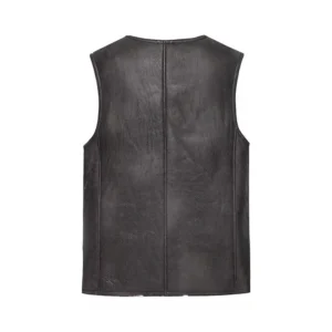 Men’s Black Sheepskin Leather Shearling Vest