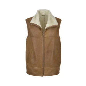 Men’s Fur Shearling Brown Leather Vest