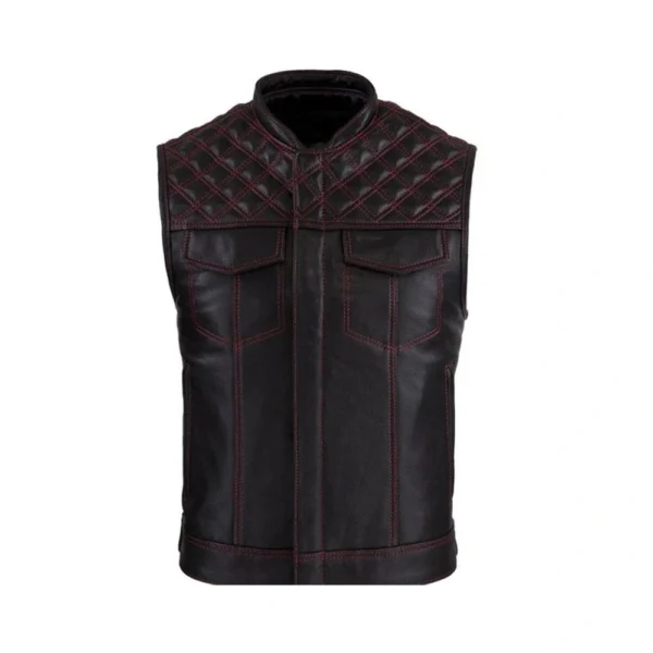 Men's Quilted Leather Biker Vest