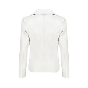 Women’s White Lambskin Leather Motorcycle Jacket