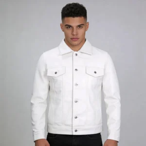 Men’s White Lambskin Leather Jacket