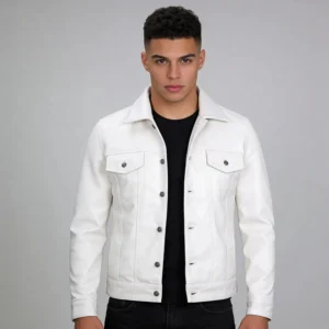 Men’s White Lambskin Leather Jacket